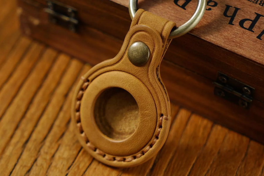 Premium Leather AirTag Holder with Keychain